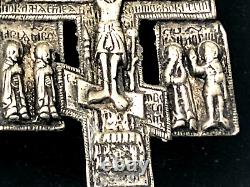 X Rare Antique Imperial Crucifix Russian Silver Plaque /icon. C1890