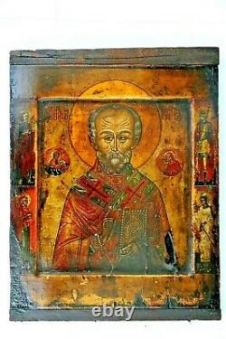 16c. Russian Imperial Uniique Holy Icon Silver Oklad Blessing Saint Nicholas Myra