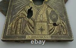 1861 Antique Imperial Russian Sterling Silver 84 Christian Icon Saint-nicolas