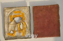 1880. Royaume De Russie Imperial 84 Silver Gold Oklad Icon Bishop Nichlas Painting