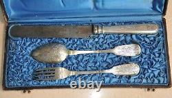 1890. Russe Imperial Knife Spoon Fork 84 Silver Cup Kovsh Bowl Royal Egg Gold