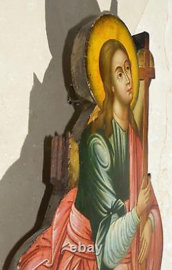 18c Christanité Impérielle De Russie Icon Guardian Angel Egg Painting Cross Mother