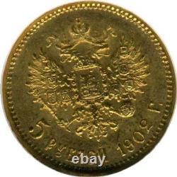 1902 Gold Coin Graded Mme 66 Russe Rouble Antique Ngc 5 Ruble Impérial Russie