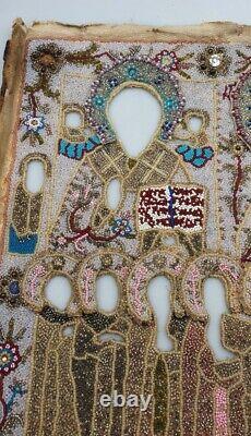 19ème Antique Perle Impériale Russe Couverture De L'icône Chrétienne Mère De Dieu 16