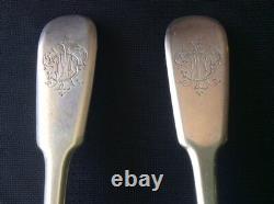 2 Cuillères Monogram Originales Khlebnikov Russian Imperial Silver 84 Antique Russie