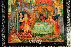 20c. Russe Soviet Royal Mstera Gold Painting Laquer Art Box Master Kurashov