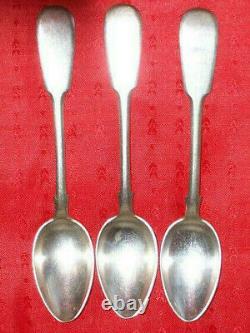 3 Original Argent 84 Spoons Set Russe Impérial Antique Russie Vintage Sterling