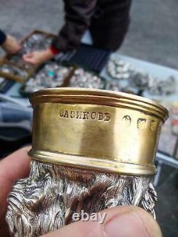 498gr Massive Antique Imperial Russian Sterling Silver 84 Vodka Cup Boar Signé