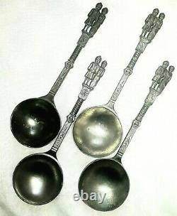 6 Anciennes Cuillères Russes, Original Royal Russian Antique Spoons Timbred Vintage
