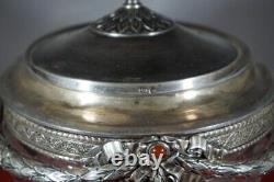 Ancien Pot De Caviar Russe De Temps Royal Par Morozov 84 Marques, Argent / Cristal