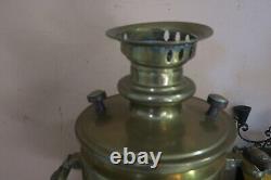 Ancien samovar en laiton de l'ère soviétique russe avec 3 poinçons