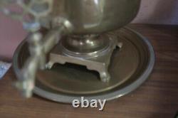 Ancien samovar en laiton de l'ère soviétique russe avec 3 poinçons