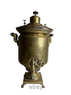 Ancien samovar en laiton russe impérial de Tula estampillé à vendre en l'état