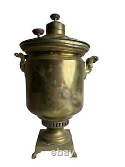 Ancien samovar en laiton russe impérial de Tula estampillé à vendre en l'état