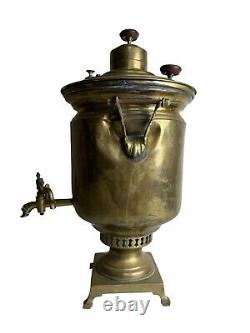 Ancien samovar en laiton russe impérial de Tula estampillé à vendre en l'état