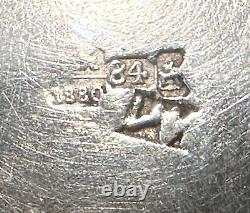 Ancien vintage 1880 russe impérial argent 84 Monogrammé Pieds Cellier à sel