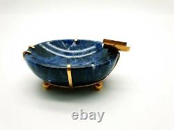 Ancienne Cigarette Impériale Russe Naturel Lapis Lazuli 56 Gold 14k Ashtray Bowl