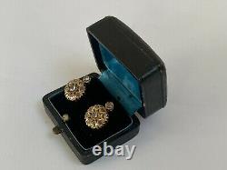 Ancienne Impériale Russe Faberge 18k 72 Or Rose Cut Diamants Boucles D'oreilles