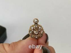 Ancienne Impériale Russe Faberge 18k 72 Or Rose Cut Diamants Boucles D'oreilles