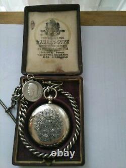 Ancienne Pavel Bure Russe Imperial Pocket Watch Argent 875 Box Paul Buhre 1888