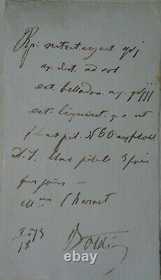 Ancienne Prescription De La Cour Impériale Russe Signé Dr Sergei Botkin 1875 Romanov
