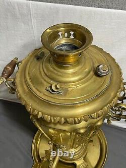 Antique 1880s 1890s IMPERIAL RUSSIA 22 solide laiton SAMOVAR + Plateau + Théière URN