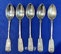 Antique 1889 Russe 84 Silver Hand Spoons De Thé Enrobés 66 Grammes, 5 Pouces
