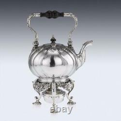 Antique 18thc Imperial Russie Solide Silver Tea Kettle On Stand, Moscou Vers 1761