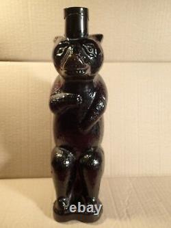Antique 19 Cen Russie Impériale Russe Vodka Beer Bottle Flask Black Glass Bear