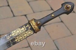 Antique 19ème C Georgian Kindjal Dagger Caucasien Dague D'or Impériale Russe