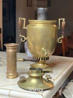 Antique 19ème C Grand Russe Impérial Sergey Rudakov Tula Brass Charcoal Samovar