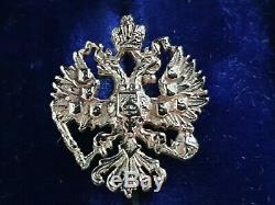 Antique Aigle Impérial 56 Or Bâton Russe Broche Faberge Era Tsar Russie