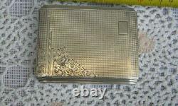 Antique Argent 900 Cas Gilding Cigarette Boîte Russe Porte-carte Gravé 123gr