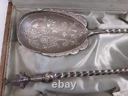 Antique C1817 Imperial Russian Judaica 84 Silver Serving Spoon & Fork Set Poisson