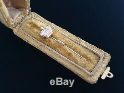 Antique Couronne Impériale En Or 14k Bâton Russe Broche Faberge Era Tsar Russie