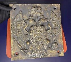 Antique Double Headed Eagle Border Badge Post Emblem Impérial Russe Rare 19ème
