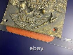 Antique Double Headed Eagle Border Badge Post Emblem Impérial Russe Rare 19ème