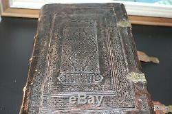 Antique Énorme Livre Imperial Bible Russie Illuminated De Saint Kyrill De Moscou 1644