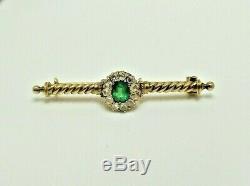 Antique Imperial 56 Or Jaune Russe Broche Sertie Et Diamond Emerald