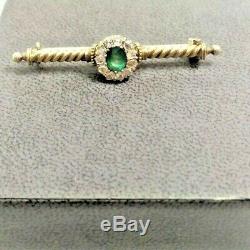 Antique Imperial 56 Or Jaune Russe Broche Sertie Et Diamond Emerald