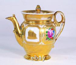 Antique Imperial Gardner Russe Porcelaine Teapot Vers 1810