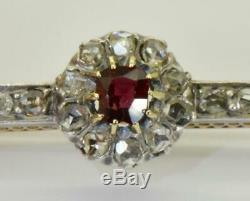 Antique Imperial Or Russe Fabergé 18k, Rose Coupé Diamonds & Broche Garnet