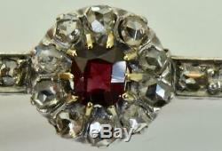 Antique Imperial Or Russe Fabergé 18k, Rose Coupé Diamonds & Broche Garnet