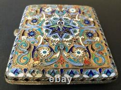 Antique Impérial Russe 84 Gilded Silver Ennamed Case (peter Risch)