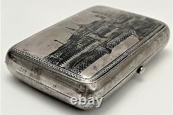 Antique Impérial Russe 84 Niello Argent Cigarette Case (a. Postnikov)