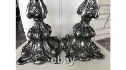 Antique Impérial Russe (84 O. C.) Paire D'argent Chandelles 14 Tall 710 Gr