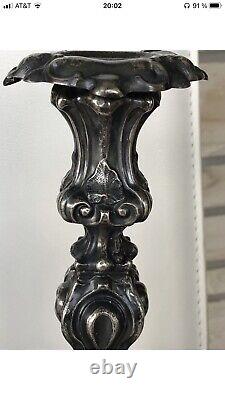 Antique Impérial Russe (84 O. C.) Paire D'argent Chandelles 14 Tall 710 Gr