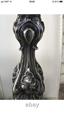 Antique Impérial Russe (84 O. C.) Paire D'argent Chandelles 14 Tall 710 Gr