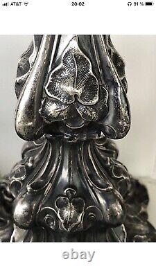 Antique Impérial Russe (84 O. C.) Paire D'argent Chandelles 14 Tall 710 Gr