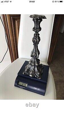 Antique Impérial Russe (84 O. C.) Paire D'argent Chandelles 14 Tall 710 Gr